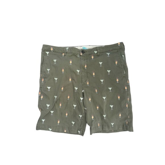 TOMMY BAHAMA Men's Olive Green Cocktail Print Embroidered Shorts Size 38 - Picture 8 of 8